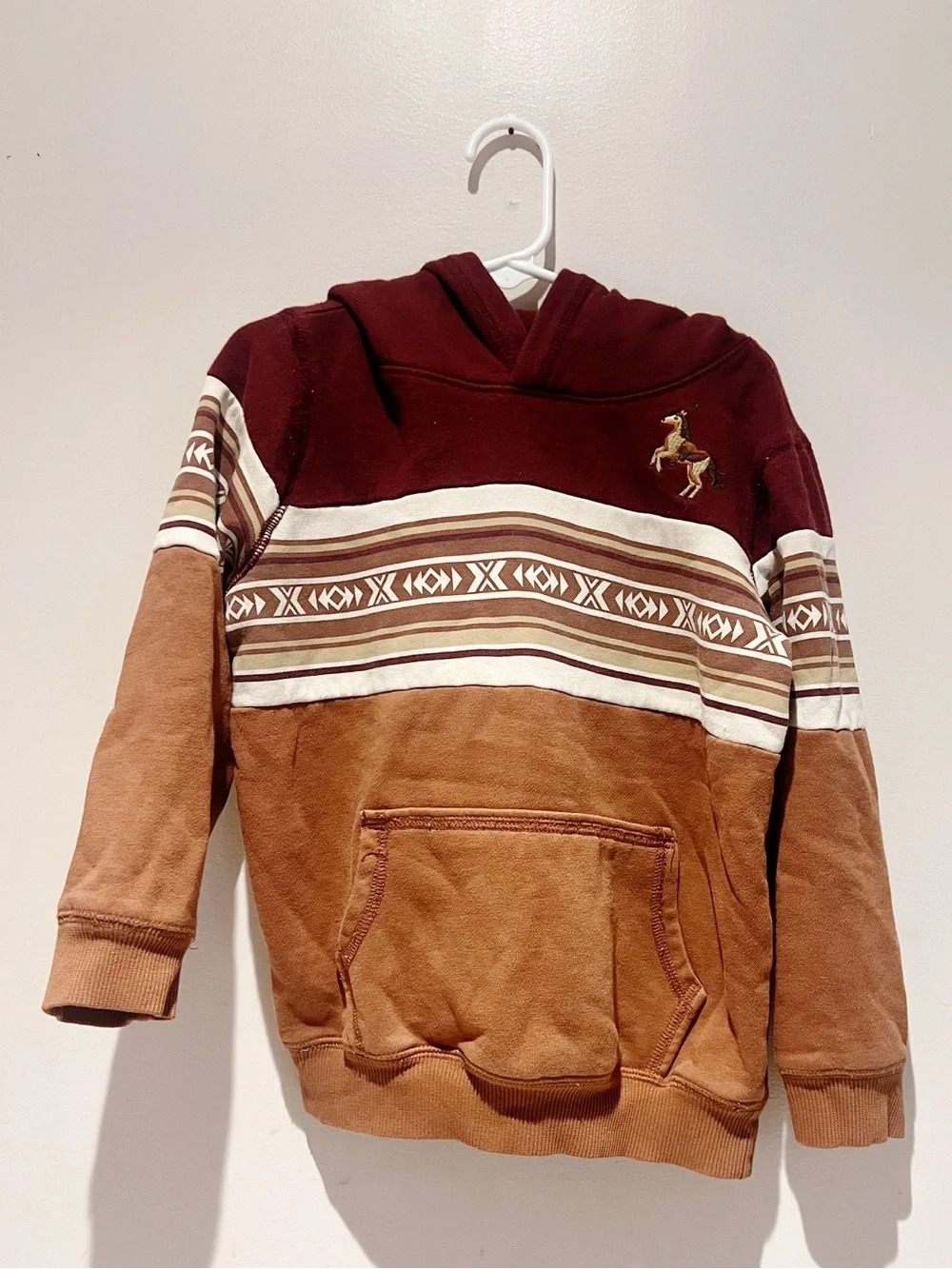 Gymboree Colorblock Horse Fleece Hoodie - Rustic Ranch - Brown